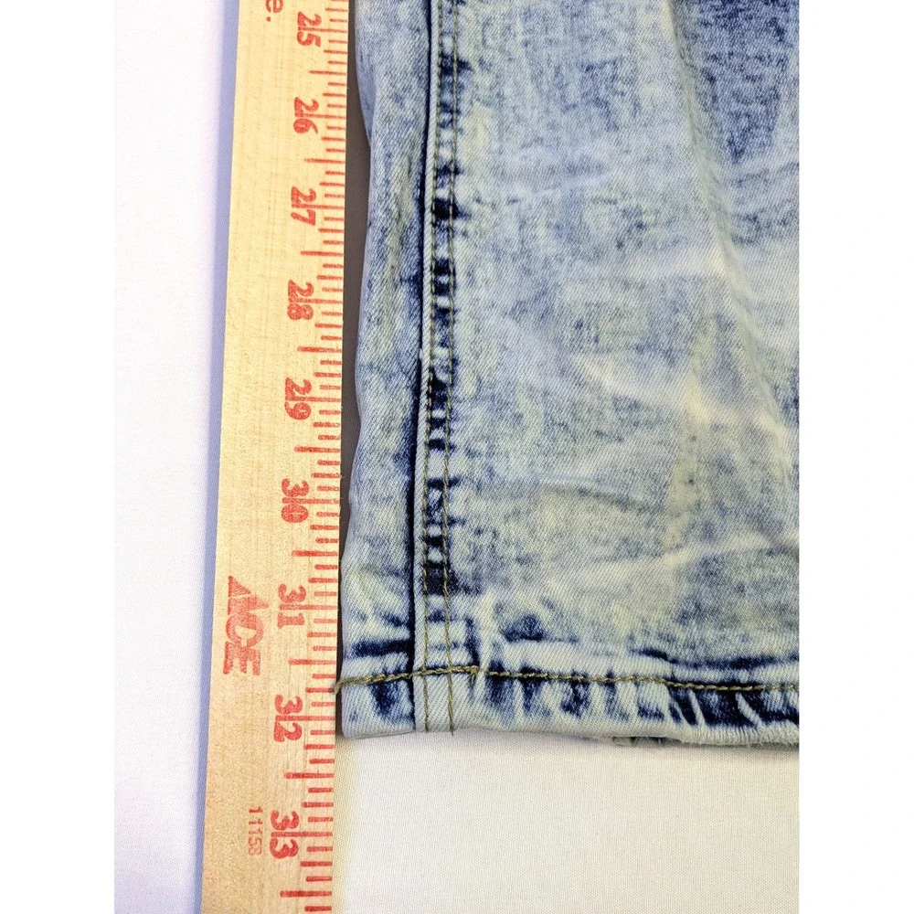 Makobi Men's Acid Wash Distressed Red Ripped Patch Jeans M1773 Blue 38x32 - Picture 8 of 8